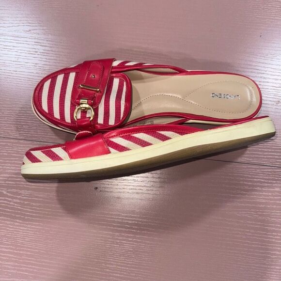 Lands End Red & White Stripe Slide on Sandals Size 10 - Picture 2 of 4
